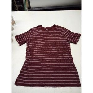 OT Revolution Men’s Tee-Shirt Pullover Striped Gray & Maroon Size XL Short Sleev